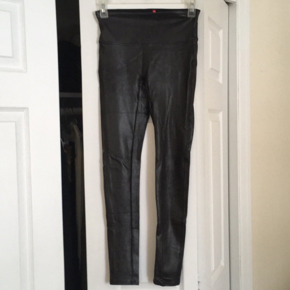 Brand new SPANX black faux leather leggings, Small